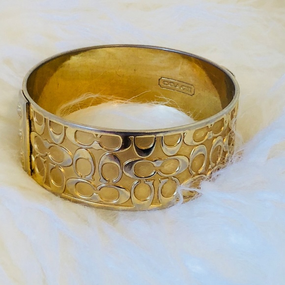 Coach Gold Tone Monogram Bangle Bracelet - Picture 3 of 5